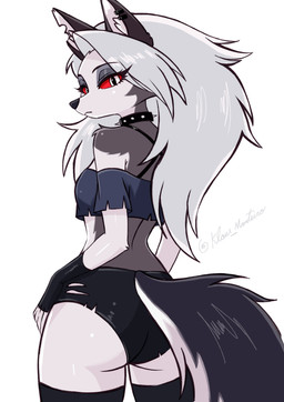 alternate_costume anthro collar female red_eyes solo spiked_collar spikes klaus_monteiro hellaverse helluva_boss loona_(helluva_boss) canid canine canis mammal wolf absurd_res hi_res
