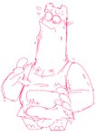 anthro apron balls blush bulge clothed clothing detailed_bulge genital_outline genitals male nervous partially_clothed penis penis_outline solo the-alfie-incorporated cartoon_network chowder_(series) shnitzel mammal