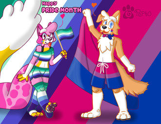 3_toes anthro bisexual bottomwear clothing colored_nails duo feet female femboy flag fur legwear lgbt_pride male male/male nails orange_body orange_fur pawpads pink_body pink_fur pride_color_background pride_color_flag pride_colors romantic romantic_couple shorts simple_background thigh_highs toes vincian_pride_colors pepto_heeler_(artist) lgbt_pride_month jeffy_heeler pepto_heeler_(character) border_collie canid canine canis cattledog collie domestic_dog herding_dog mammal mixed_breed pastoral_dog sheepdog absurd_res hi_res