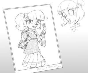 adolescent anthro backpack bottomwear braces cellphone clothing ear_piercing ear_ring electronics female hair phone piercing ponytail ring_piercing school_bag shirt shocked skirt solo text topwear young young_anthro young_female ricksteubens activision crash_bandicoot_(series) crash_team_racing_(series) crash_team_racing_nitro-fueled megumi_bandicoot bandicoot mammal marsupial english_text hi_res monochrome
