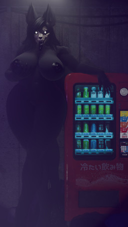 anthro areola beverage big_breasts black_areola black_body black_hair black_nipples black_tongue bone breasts crossed_legs female hair hand_on_breast leaning_against_object looking_at_viewer machine navel nipples skull skull_head soda solo standing thick_thighs tongue tongue_out vending_machine akiralove666 scrag_(modeler) scp_foundation scp-1471-a scp-1471-a_(scrag) 3d_(artwork) absurd_res digital_media_(artwork) hi_res