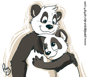 anthro arm_tuft black_body black_fur cheek_tuft closed_smile duo elbow_tuft facial_tuft fur glistening glistening_eyes hand_on_back head_tuft hug logo male mouth_closed nude smile text tuft white_body white_fur young young_anthro young_male pandapaco parinton bear giant_panda mammal 2015 artist_logo signature url father_(lore) father_and_child_(lore) father_and_son_(lore) parent_(lore) parent_and_child_(lore) parent_and_son_(lore) son_(lore)