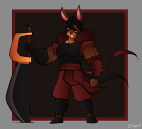 anthro biceps big_sword black_hair black_sclera brown_body brown_fur chibi fingers fur hair looking_at_viewer male melee_weapon multicolored_body multicolored_fur muscular muscular_anthro muscular_male orange_eyes short_hair simple_background smile solo standing sword tan_body tan_fur teeth text two_tone_body two_tone_fur weapon superix duncan_(zeromccall) lagomorph leporid mammal rabbit 2019 absurd_res artist_name digital_media_(artwork) hi_res