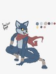 anthro balls bandage belt blue_body blue_fur claws fangs fighting_pose fur genitals male penis pose scarf small_penis solo spread_legs spreading tail teeth tongue yellow_eyes young young_anthro smol_boye dragon_ball dragon_ball_super mythology bergamo canid canine canis mammal mythological_canine mythological_creature werecanid werecanine werecreature werewolf wolf 3:4 hi_res