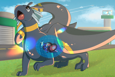 ambiguous_gender anatomy anthro black_body digitigrade duo feet feral internal membrane_(anatomy) membranous_wings open_mouth tail vore wings sergefoxpaws friendship_is_magic hasbro hisone_to_masotan my_little_pony mythology masotan princess_luna_(mlp) dragon equid equine horse mammal mythological_creature mythological_scalie pony scalie absurd_res hi_res portrait