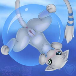 anus bedroom_eyes blue_background blue_markings blush bubble claws clitoral_hood clitoris female feral floating fluffy fluffy_chest fur genitals grey_body grey_fur heterochromia looking_at_viewer markings narrowed_eyes paws presenting psychic_powers qr_code seductive simple_background solo tail_anus vulva albinoraynedeer nintendo pokemon fan_character yuki_(side_b) generation_1_pokemon legendary_pokemon mew_(pokemon) pokemon_(species) 1:1 absurd_res hi_res