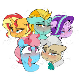 ahegao bedroom_eyes bite biting_lip biting_own_lip blush breath female feral flustered group heart_eyes heart_symbol horn lidded_eyes looking_pleasured narrowed_eyes panting seductive self_bite simple_background smile tongue tongue_out white_background welost equestria_girls friendship_is_magic hasbro my_little_pony mythology lightning_dust_(mlp) mayor_mare_(mlp) mrs._cake_(mlp) starlight_glimmer_(mlp) sunset_shimmer_(eg) equid equine horse mammal mythological_creature mythological_equine pony unicorn 2022 absurd_res hi_res
