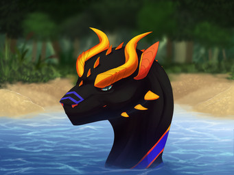 ambiguous_gender beach blue_sclera detailed_background feral forest looking_at_viewer outside plant sand seaside solo tree water ko3lnha mythology eglan dragon mythological_creature mythological_scalie scalie 2016 4:3 absurd_res hi_res icon