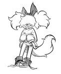 accessory anthro blep bottomless bottomless_anthro bottomless_female bow_ribbon clothed clothing clothing_lift facial_markings female female_anthro flashing flashing_pussy footwear front_view genitals hair hair_accessory hair_bow hair_over_eyes hair_ribbon head_markings heart_(marking) leg_markings long_sleeves markings oversized_clothing oversized_sweater oversized_topwear pussy ribbons shoelaces shoelaces_untied shoes solo standing sweater sweater_lift sweater_only tail teasing teasing_viewer tongue tongue_out topwear topwear_only young young_anthro young_female soulcentinel canid canine canis domestic_dog mammal 2023 black_and_white digital_drawing_(artwork) digital_media_(artwork) full-length_portrait guide_lines monochrome portrait sketch