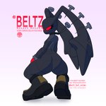 anthro big_butt big_ears black_body black_clothing black_footwear black_shoes bottom_heavy butt choker clothing crouching cuff_(restraint) eyelashes female floppy_ears footwear jewelry long_ears looking_at_viewer looking_back looking_back_at_viewer lop_ears mouthless necklace pink_background rear_view red_eyes red_sclera restraints shackles simple_background solo text thick_thighs white_background wide_hips sharpybutts beltz_(jumpbreak96) lagomorph leporid mammal rabbit 1:1 absurd_res hi_res