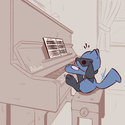 3_fingers 3_toes ambiguous_gender anthro biped black_eyes blue_body blue_fur blue_tail butt feet fingers fur inside keyboard_instrument musical_instrument nude nude_ambiguous nude_anthro piano sitting solo tail toes upright_piano window advos nintendo pokemon generation_4_pokemon pokemon_(species) riolu 1:1 2026 digital_drawing_(artwork) digital_media_(artwork)