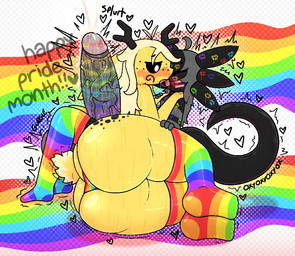 anthro big_penis bodily_fluids cum cumshot duo ejaculation excessive_cum excessive_genital_fluids french_kissing genital_fluids genitals glans huge_penis humanoid_genitalia humanoid_penis hyper hyper_genitalia hyper_penis kissing lgbt_pride male male/male penis oxyoxyoxyox lgbt_pride_month licorice_(oxyoxyoxyox) toffee_(oxyoxyoxyox) amphibian aquatic axolotl deer mammal mole_salamander salamander 2026 tagme
