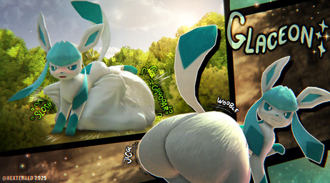 abdominal_bulge ambiguous_gender ambiguous_pred ambiguous_prey belly big_belly big_butt blue_body blue_eyes blue_fur blue_hair blush butt butt_expansion butt_jiggle digestion dipstick_tail expansion fatal_vore feral feral_pred fur gloves_(marking) hair huge_belly huge_butt hyper hyper_belly jiggling leg_markings looking_back looking_pleasured lying markings narrowed_eyes on_front onomatopoeia overweight overweight_ambiguous overweight_feral paws pseudo_hair raised_paw raised_tail slosh sloshing_belly smile socks_(marking) sound_effects struggling struggling_prey tail tail_markings text thigh_expansion vore weight_gain wobble_(sound_effect) rexterred nintendo pokemon eeveelution generation_4_pokemon glaceon pokemon_(species) 2025 3d_(artwork) digital_drawing_(artwork) digital_media_(artwork) hi_res