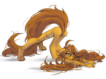 4_toes 5_fingers all_fours anthro areola ass_up biped breasts brown_eyes brown_hair brown_tail claws countershade_torso countershading feet female fingers foot_tattoo fur hair jack-o'_pose leg_tattoo long_hair long_tail nude nude_anthro nude_female pose small_breasts solo tail tan_body tan_fur tattoo toe_claws toes white_body tinygaypirate apogee_(tinygaypirate) canid canine canis domestic_dog mammal 2025 4:3 digital_drawing_(artwork) digital_media_(artwork) hi_res