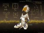 4_eyes 4_fingers abstract_background ambiguous_gender anthro beak biped bottomwear clothed clothing crosslegged_pose eyes_closed feet fingers hair loincloth meditation multi_eye navel sitting solo talons text toes white_hair ascar_angainor neophron accipitrid accipitriform avian bird egyptian_vulture old_world_vulture vulture 2017 4:3 constructed_language english_text fictional_language