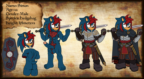 abs anthro armor balls biceps big_balls big_penis blue_body blue_fur body_hair butt chest_hair claws cloak clothed clothing fantasy foreskin fur genitals hair humanoid_genitalia humanoid_penis long_penis male melee_weapon muscular muscular_anthro muscular_male nude orange_eyes pecs penis prince pubes red_hair retracted_foreskin royalty scar shield smile solo sword tuft weapon snowyowlkonnen sega sonic_the_hedgehog_(series) fan_character eulipotyphlan hedgehog mammal absurd_res hi_res