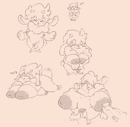 anthro areola asking_for_help balls big_breasts blush bodily_fluids breast_growth breast_play breast_suck breasts duo floppy_ears fur gender_symbol genital_fluids genitals growth gynomorph heart_symbol horn huge_breasts intersex inverted_nipples lactating lying male male_symbol milk nipples nude on_front open_mouth penis precum precum_on_ground puffy_nipples short_tail smile standing sucking sweat symbol tail text pinnipip pinnip_(pinnipip) badger bovid caprine hybrid mammal mephitid mustelid musteline sheep skunk english_text hi_res monochrome busty_boy_(lore) male_(lore)