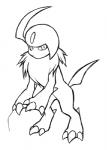 3_toes ambiguous_gender feet feral looking_at_viewer on_hind_legs simple_background solo toes white_background zaikudo nintendo pokemon absol generation_3_pokemon pokemon_(species) black_and_white line_art low_res monochrome sketch