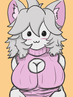 anthro areola blue_nipples blush breasts clothing exposed_breasts feline_ears female flashing grey_hair hair meow nipples orange_background presenting silly_face simple_background solo undressing white_body lexel732 felid feline mammal 3:4 animated animated_gif short_playtime