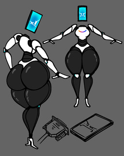 angry big_butt blush blush_lines breasts butt cellphone electronics female for_a_head grey_background huge_butt looking_at_viewer looking_back looking_back_at_viewer machine phone rear_view screen screen_face simple_background simple_face solo thick_thighs wide_hips nanodude78 sony_corporation the_mitchells_vs_the_machines pal_(the_mitchells_vs_the_machines) animate_inanimate object_head robot 2024 4:5 digital_media_(artwork) hi_res