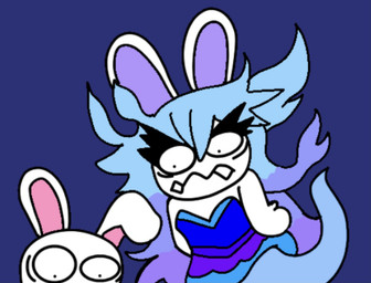 ambiguous_anthro ambiguous_gender anthro blue_background blue_body blue_clothing blue_dress blue_hair closed_frown clothed clothed_anthro clothed_female clothing dress duo eyelashes fangs female frown fur hair long_ears long_hair mitten_hands mostly_offscreen_anthro mostly_offscreen_character mouth_closed multicolored_hair pink_inner_ear purple_hair purple_inner_ear simple_background teeth thick_eyelashes two_tone_hair white_body white_fur wide_eyed gboogie32 mario_plus_rabbids_sparks_of_hope nintendo raving_rabbids rayman_(series) ubisoft fan_character midnite_(mario_plus_rabbids) rabbid_gboogie ghost hybrid lagomorph mammal rabbid spirit 2022 crossover digital_drawing_(artwork) digital_media_(artwork) flat_colors male_(lore)