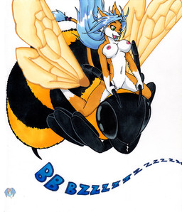 antennae_(anatomy) anthro areola barely_visible_genitalia barely_visible_vulva breasts duo female feral genitals insect_wings micro mount nipples nude riding simple_background size_difference smaller_female sound_effects stinger straddling vulva white_background wings tierafoxglove selena_(tierafoxglove) arthropod bee canid canine fox hymenopteran insect mammal 2012 marker_(artwork) mixed_media painting_(artwork) traditional_media_(artwork) traditional_painting_(artwork) traditional_watercolor_(artwork) watercolor_(artwork)