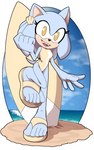 5_fingers 5_toes beach clothing feet female fingers footwear sandals seaside shoes solo surfboard swimwear thin_calves thin_legs thin_thighs toes wide_hips foot_ninja15 sega sonic_the_hedgehog_(series) fan_character honeydew_(lettuce) eulipotyphlan hedgehog humanoid mammal hi_res