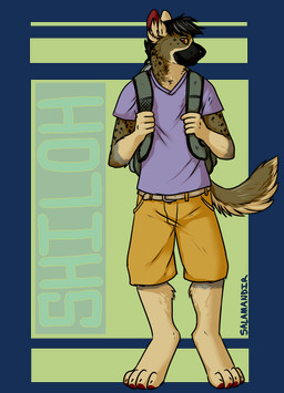 anthro backpack clothed clothed_anthro clothed_male clothing fully_clothed male male_anthro solo rorr shiloh_(shilohwiththespots) hyena mammal spotted_hyena alpha_channel digital_media_(artwork)