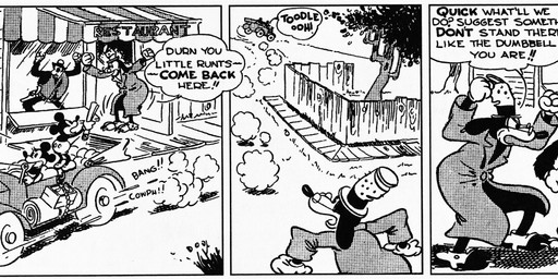 4_toes ambiguous_gender anthro bottomwear bowler_hat car clothed clothing dialogue driving eyewear feet female feral fingers footwear glasses gloves group handwear hat headgear headwear male open_mouth outside pegleg shoes text toes top_hat topwear vehicle floyd_gottfredson roy_nelson disney public_domain mickey_mouse minnie_mouse pegleg_pete pete_(disney) sylvester_shyster canid canine canis domestic_cat domestic_dog equid equine felid feline felis horse mammal 1930 20th_century absurd_res ancient_art black_and_white comic english_text hi_res long_image monochrome signature wide_image