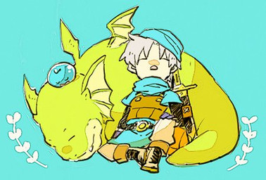 anthro armor black_boots black_clothing black_footwear blue_background blue_body blue_clothing blue_hat blue_headwear blue_shirt blue_topwear blue_tunic boots brown_armor clothing duo fangs female footwear green_body hair hat head_wings headgear headwear leather leather_armor male male/female melee_weapon membrane_(anatomy) membranous_wings pointy_ears shirt shoes simple_background sleeping sleeping_together sword teeth topwear tunic unusual_wing_placement weapon white_hair wings haruno77 dragon_quest dragon_quest_vi mythology square_enix lizzie_(dragon_quest) terry_(dragon_quest) battlerex dragon hacksaurus human mammal mythological_creature mythological_scalie scalie slime_(dragon_quest) low_res