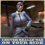 big_breasts blood bodily_fluids breasts cigarette clothed clothing crossgender female fully_clothed human_only intelligence mask mtf_crossgender not_furry smoking solo suit text balsamique builders_league_united team_fortress_2 valve spy_(team_fortress_2) human mammal 1:1 english_text grandfathered_content meme