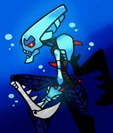 ambiguous_gender back_spikes blade_arm blue_background blue_body bubble claws looking_at_viewer looking_back machine open_mouth red_eyes red_spikes sharp_teeth simple_background solo spikes spikes_(anatomy) standing teeth underwater water billfrancois bionicle lego takadox animal_humanoid arthropod arthropod_humanoid barraki crustacean humanoid insect insect_humanoid living_machine malacostracan mantis mantis_humanoid mantis_shrimp marine robot robot_humanoid shrimp fingerless_(disambiguation) 2016 digital_drawing_(artwork) digital_media_(artwork) hi_res