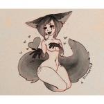 breasts female navel solo va_art animal_humanoid canid canid_humanoid canine canine_humanoid humanoid mammal mammal_humanoid 1:1 2019 letterbox traditional_media_(artwork)