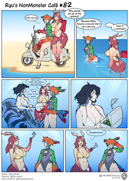 big_breasts black_hair black_one-piece_swimsuit breast_squish breasts bubble butt cleavage clothed clothing eyelashes eyes_closed female group hair long_tail medium_breasts monster_girl_(genre) motorcycle navel one-piece_swimsuit open_mouth orange_hair partially_submerged purple_hair sand sea short_hair side_boob sitting smile squish swimwear tail text thick_thighs translucent trio underwater vehicle water white_bikini_top wide_hips working yellow_bikini_top randomtanstudio ryu's_non_monster_cafe chris_(randomtanstudio) kelly_(randomtanstudio) animal_humanoid aquatic aquatic_humanoid arthropod arthropod_humanoid cnidarian cnidarian_humanoid crustacean crustacean_humanoid eel_humanoid fish fish_humanoid humanoid jellyfish_humanoid medusozoan medusozoan_humanoid shrimp shrimp_humanoid 2024 artist_name dated hi_res