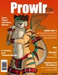 anthro athletic big_tail bodypaint bulge clothing cuff_(restraint) fur jockstrap latex leather magazine male muscular muscular_anthro muscular_male red_clothing restraints simple_background solo striped_body striped_fur stripes tail text underwear statiik_(artist) felid fish hybrid mammal marine pantherine shark tiger leon_(disambiguation) absurd_res cover english_text hi_res magazine_cover shaded