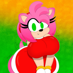 accessory anthro big_breasts big_butt bouncing_breasts bouncing_butt breasts butt clothing curvy_figure dress extended_arms eyelashes female fur gloves green_eyes hair handwear headband heart_after_text heart_before_text heart_symbol hearts_around_body hearts_around_head hourglass_figure huge_breasts huge_butt looking_at_viewer multicolored_body multicolored_fur pink_body pink_fur pink_hair simple_background smile solo tail tail_motion tailwag tan_body tan_fur text text_with_heart voluptuous wide_hips 3barts sega sonic_the_hedgehog_(series) amy_rose eulipotyphlan hedgehog mammal 1:1 2021 absurd_res digital_media_(artwork) english_text hi_res