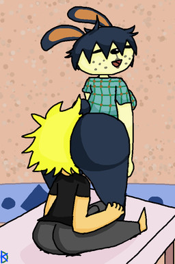 anal anthro big_butt bottomless bubble_butt butt butt_smother clothed clothing duo face_on_butt facesitting female male male/female oral rimming sex sitting_on_another smothering standing klutzatdusk animal_crossing nintendo pippy_(animal_crossing) villager_(animal_crossing) human lagomorph leporid mammal rabbit