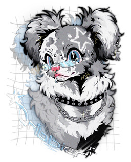 ambiguous_gender bodily_fluids bridge_piercing collar drooling eyewear facial_piercing feral glasses nose_piercing nose_ring piercing ring_piercing saliva solo wearing_glasses y2k_(graphic_design) takoya_de australian_shepherd canid canine canis domestic_dog herding_dog mammal pastoral_dog sheepdog hi_res