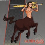 abs barazoku beard facial_hair hair hooves long_hair male melee_weapon nipples pecs quadruped solo sword tattoo weapon frankly-art european_mythology final_fantasy final_fantasy_xv greek_mythology mythology square_enix gladiolus_amicitia centaur equid equid_taur equine horse humanoid_taur mammal mammal_taur taur 1:1