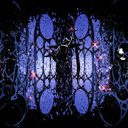 ambiguous_gender antlers armor aura besagew bevor black_armor black_body black_hair black_sword bone broken_glass clothing couter crossed_arms cuirass cuisse depression destroyed_building destruction destruction_of_property detailed_background eyeball faulds gauntlets glass glass_window glitter gloves greaves hair handwear headgear helmet holding_object holding_weapon hole_(anatomy) hole_in_hand horn laugh melee_weapon no_pupils open_mouth pauldron plackart poleyn red_sparkles rerebrace rib_cage roaring sabatons screaming skeleton skull skull_head solo spiked_armor spikes sword vambrace weapon white_eyes white_mouth window schreckengast deltarune undertale_(series) roaring_knight deer humanoid mammal 1:1 2026 3d_(artwork) 3d_model_showcase animated animated_webp blender_(artwork) blender_eevee_(artwork) digital_media_(artwork) huge_filesize pixel_(artwork) pixel_animation turntable_(animation)