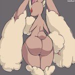 anthro big_butt big_ears brown_body butt female flat_chested grey_background huge_butt nude rear_view red_eyes simple_background solo standing thick_thighs wide_hips hataraki_ari nintendo pokemon generation_4_pokemon lopunny pokemon_(species) 1:1 hi_res portrait three-quarter_portrait