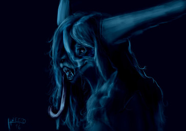 ambiguous_gender anthro big_ears black_eyes dark hair long_hair smile solo tongue hierro_(artist) hierro canid canine canis mammal wolf 2016 digital_media_(artwork) hi_res