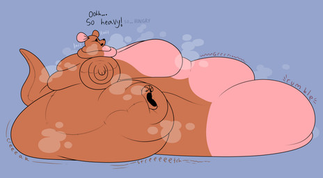 3_fingers 4_toes anthro back_fat belly big_belly big_breasts big_butt black_eyes black_mouth black_nose black_pawpads blobby blue_background breasts breath brown_bow brown_tail butt chubby_cheeks dialogue fat_arms featureless_breasts feet female female_anthro fingers huge_belly huge_breasts huge_butt huge_thighs hyper hyper_belly hyper_butt immobile morbidly_obese morbidly_obese_anthro morbidly_obese_female multicolored_body nude nude_anthro nude_female obese obese_anthro obese_female onomatopoeia open_mouth overweight overweight_anthro overweight_female panting pawpads pink_body pink_inner_ear plushie rumbling_stomach seam_(sewing) side_view simple_background sitting solo sound_effects tail text thick_tail thick_thighs toes two_tone_body yelling octoguy disney winnie_the_pooh_(franchise) kanga animate_inanimate kangaroo living_plushie macropod mammal marsupial 2021 absurd_res digital_drawing_(artwork) digital_media_(artwork) english_description english_text flat_colors hi_res