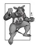 anthro barefoot bottomless bottomless_anthro bottomless_female breasts clothed clothing feet female hooves open_mouth solo donryu contessaskunk university_of_michigan tallulah_elkins deer mammal moose new_world_deer greyscale monochrome