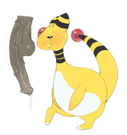 ambiguous_gender anthro balls big_balls big_penis biped black_body bodily_fluids closed_smile duo eyebrows feral forehead_gem foreskin gem genital_fluids genitals huge_balls huge_penis humanoid_genitalia humanoid_penis male markings mouth_closed on_one_leg penis precum red_gem simple_background smile standing tail vein veiny_penis white_background white_body yellow_body utaro_uta nintendo pokemon ampharos generation_2_pokemon human mammal pokemon_(species) 2025