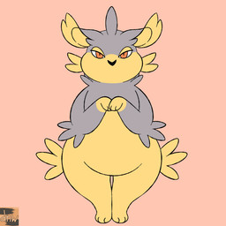 ambiguous_gender anthro fur grey_body grey_fur one_eye_closed simple_background solo wink yellow_body yellow_fur reallydarkandwindie arcomian_archives fervurr mammal 1:1 animated hi_res