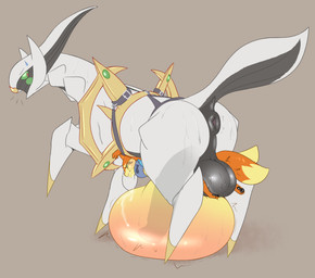 anal animal_genitalia animal_penis balls bdsm belly_riding big_balls bodily_fluids bondage bound cuff_(restraint) cum cum_from_mouth cum_from_nose cum_in_mouth cum_in_nose cum_inside duo equine_genitalia equine_penis extreme_size_difference feral genital_fluids genitals harness male male/male musk penis raised_leg restraints size_difference sweat worried notsafecat nintendo pokemon soggy_(soggybuizel) arceus buizel generation_4_pokemon legendary_pokemon pokemon_(species) hi_res