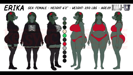 alternative_fashion anthro big_breasts bottomwear bra breasts clothed clothing female flower goth leggings legwear overweight overweight_anthro overweight_female plant rose_(flower) skirt solo thick_thighs underwear kersync godzilla_(series) toho biollante erika_(kersync) hybrid kaiju 2024 hi_res model_sheet