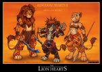 anthro anthrofied armband bracelet brown_body brown_fur female fur group jewelry keyblade khopesh male mane melee_weapon parody polearm sickle_sword smile spear sword tail tail_tuft tan_body tan_fur text tribal tuft weapon white_body white_fur raymond_yap disney kingdom_hearts square_enix the_lion_king lion_sora nala_(the_lion_king) simba_(the_lion_king) sora_(kingdom_hearts) felid lion mammal pantherine 2006 english_text