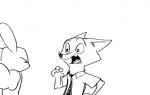 ambiguous_gender anthro clothed clothing decapitation duo fur humor male necktie open_mouth severed_body_part severed_head simple_background slap surprise violence what white_background unknown_artist disney zootopia nick_wilde canid canine fox mammal red_fox true_fox 2017 2d_animation animated black_and_white digital_media_(artwork) frame_by_frame monochrome short_playtime